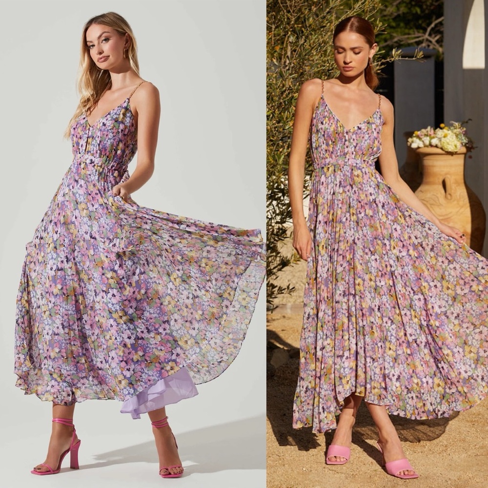 ASTR Loralee Floral Pleated Maxi Dress